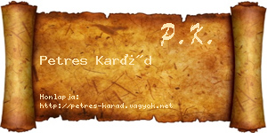 Petres Karád névjegykártya