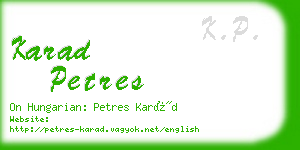 karad petres business card